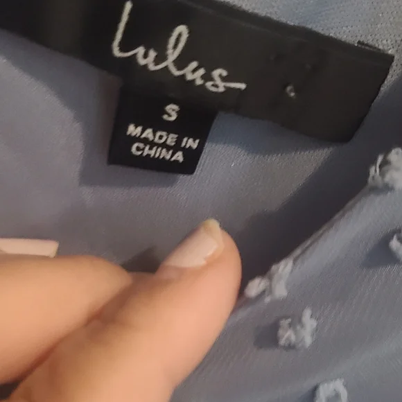 Lulu's Much Love Light Blue Swiss Dot Long Sleeve Tie-Front Mini Dress - Picture 7 of 8